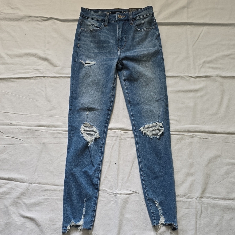American Eagle Outfitters Ripped Light Blue Skinny Jeans